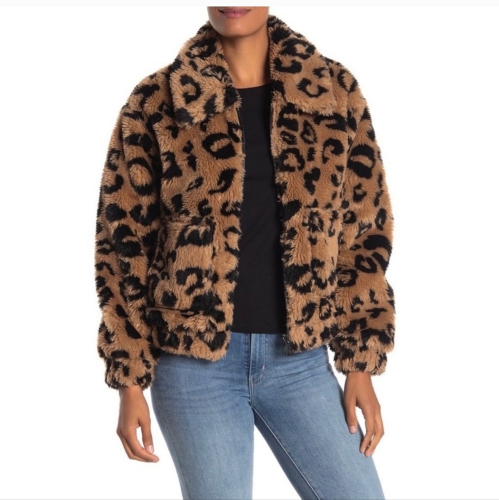 Avec Les Filles | Coat | Women Animal Print Faux Fur Jacket Size M
